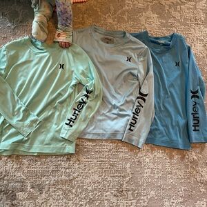 Hurley Trio Long Sleeve Shirts Lot- Mint, Sky, and Teal
